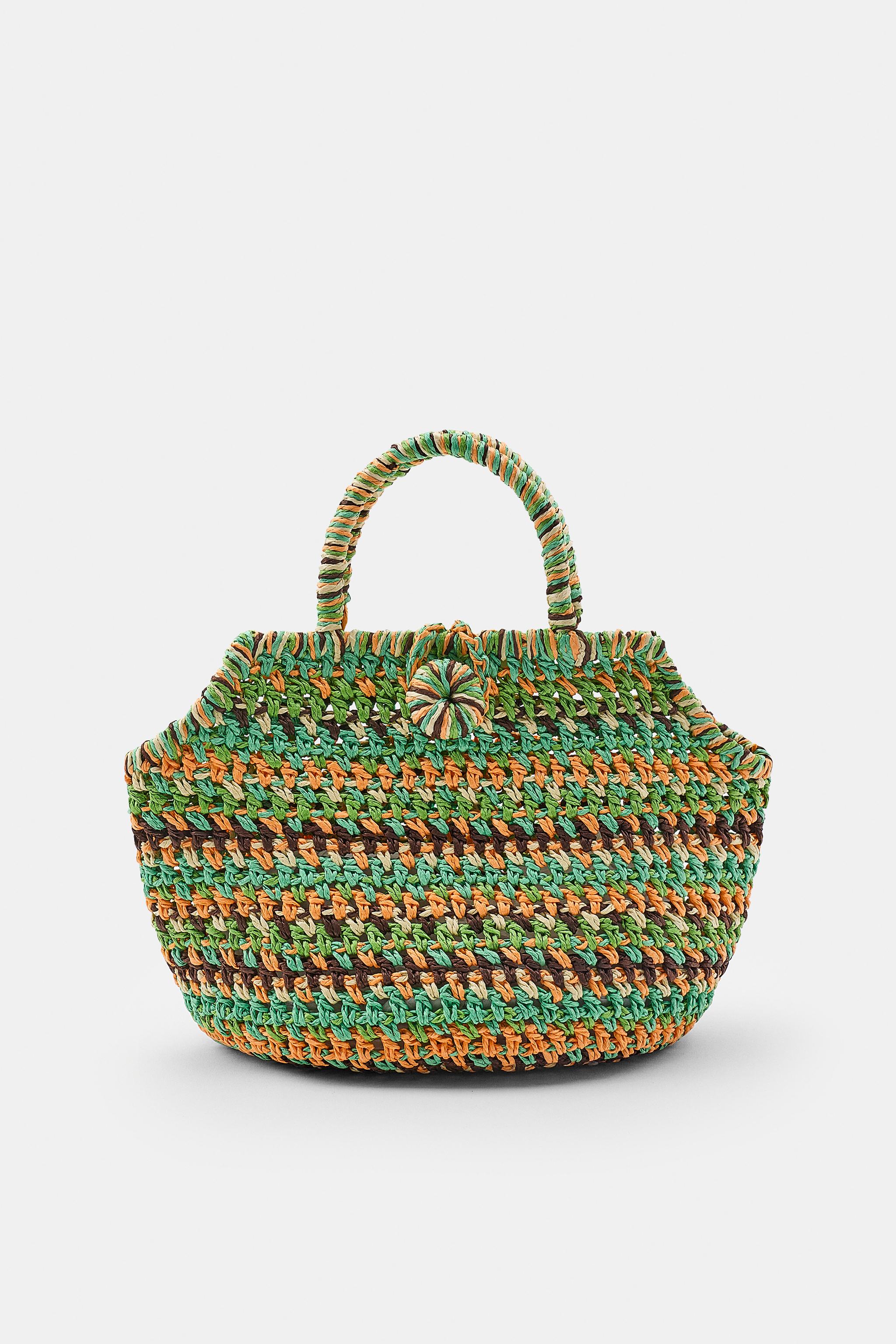 MINI STRIPED WOVEN BASKET BAG
